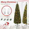 7-foot prelit half-shape Christmas tree with 150 LED lights, 8 lighting modes, and a folding metal stand for easy setup.