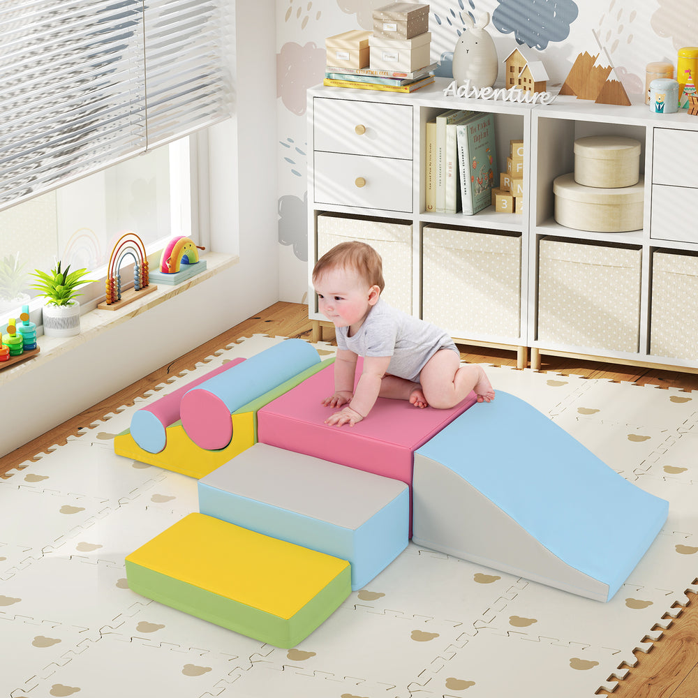 7-Piece Foam Blocks for Toddlers Soft Climbing Toys Indoor Play for Babies-Pink - Gallery View 1 of 11