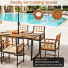 7-piece outdoor dining set featuring a solid acacia wood table with an umbrella hole, perfect for patio gatherings.