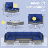 7-piece outdoor furniture set featuring navy wicker chairs and a tempered glass coffee table, ideal for backyard.