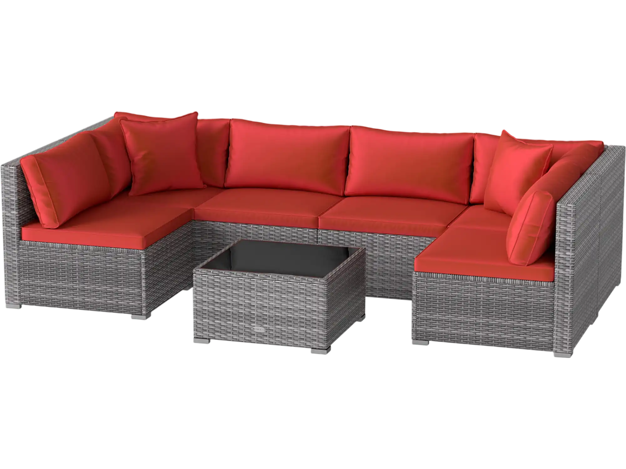 Costway 7-Piece PE Rattan Patio Furniture Set Glass Table Soft Cushions Outdoor 80563632 New