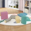 Colorful 7-piece soft play equipment set with diverse climbing blocks for indoor play and creativity development.