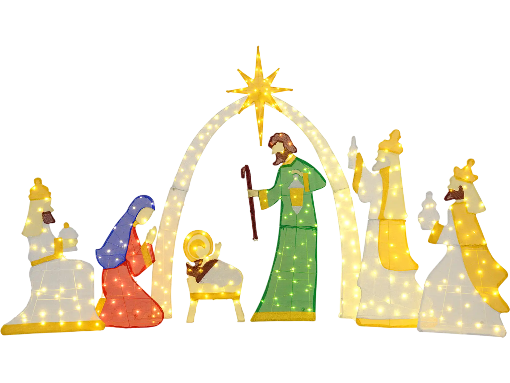 Costway 7-Piece Lighted Nativity Scene 310 Warm White LED Lights 14949303 New