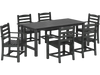 7-piece outdoor dining table set with black HDPE table and 6 ergonomic armchairs for patio gatherings.