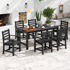 7 Pieces Outdoor Dining Table Set for 6 People 67 Inch HDPE Patio Rectangle Table and 6 Armchairs-Black - Gallery View 1 of 10