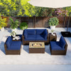 7 Pieces Outdoor Furniture Set with 32 Inch Fire Pit Table and Propane Tank Cover-Navy - Gallery View 1 of 10