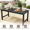 Rectangular black patio dining table made of HDPE, featuring a wood-like surface, ideal for outdoor dining.