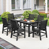 7 Pieces Patio Dining Set Outdoor HDPE Weather Resistant Table and Chairs Set-Black - Gallery View 1 of 11