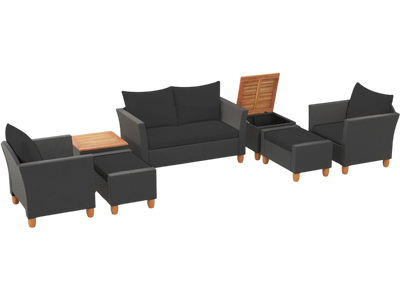 Costway 7-Pc PE Rattan Sectional Sofa Patio Furniture Set w/ Armchairs & Table 28739654 New