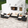 7 Pieces Patio Furniture PE Rattan Sectional Sofa Set with Armchairs and Table-white - Gallery View 1 of 10