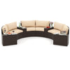 Half-moon curved sofa from a 7-piece patio furniture set, featuring comfortable beige cushions for outdoor enjoyment.