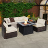 7 Pieces Patio Furniture Set with 35 Inches 50000 BTU Propane Gas Fire Pit Table and Waterproof Cover for Firpit-White - Gallery View 1 of 10