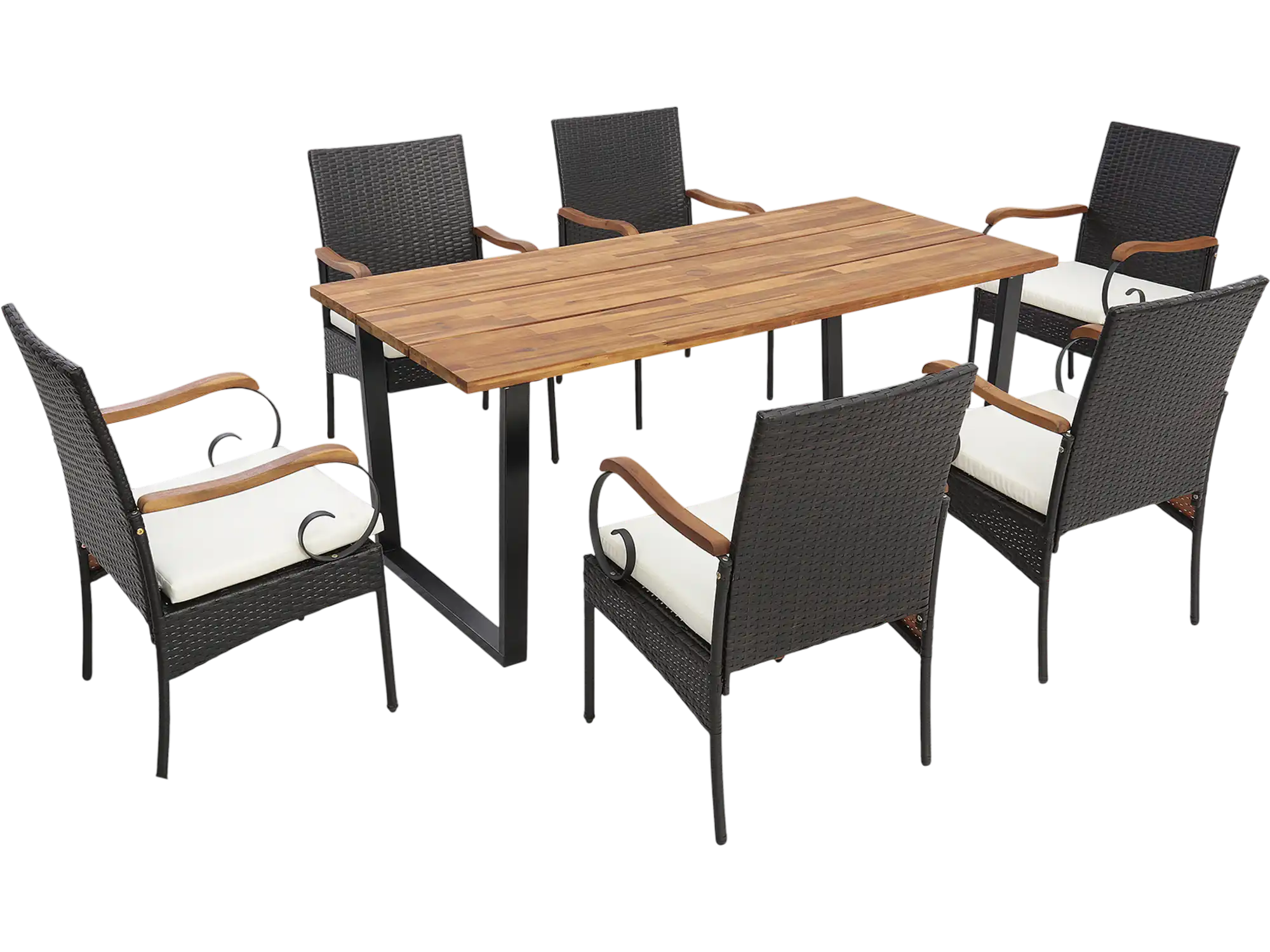 Costway 7-Piece Rattan Patio Dining Set w/ Umbrella Hole 92785136 New