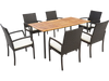 7 Pieces Patio Wicker Cushioned Dining Set with Umbrella Hole