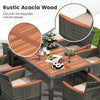 Costway Rattan Wicker Dining Set 7 Pieces with Acacia Wood New