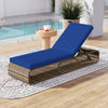 7-Position Adjustable PE Rattan Outdoor Chaise Lounge Chair-Navy - Gallery View 1 of 8