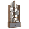 7-tier open-back bookshelf in rustic brown features a stylish design with strong fasteners for enhanced durability and.