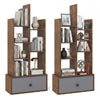 Rustic brown 7-tier open-back bookshelf showcases stylish design with anti-falling baffles, enhancing stability and.