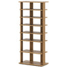 7-tier natural shoe rack with removable shelves, designed for small spaces and easy assembly, perfect for entryways.
