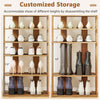 7-tier vertical shoe rack with removable shelves for various shoe heights, ideal for small spaces and entryways.