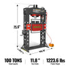 100 Ton H-Frame Air/Hydraulic Shop Press with Hand Winch,  Fully Welded Steel Frame,  Safety Guard,  Foot Pedal Control,  HSP100