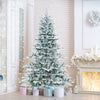 7 Feet Snow Flocked Artificial Christmas Tree with Cool White LED Lights - Gallery View 1 of 10