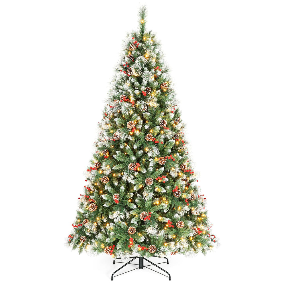 7 ft Artificial Frosted Christmas Tree with 1116 Branch Tips and 70 Pine Cones - Gallery View 1 of 2