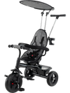 7-in-1 baby stroller tricycle in gray with adjustable canopy, foldable footrests, and all-terrain EVA foam wheels.