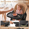 Convertible 7-in-1 baby high chair with adjustable tray, heat-resistant material, and smooth edges for safety.