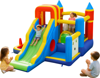 Costway 7-in-1 Inflatable Bounce House Slide Ball Pit w/ 680W Blower 35059395 New