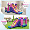 7-in-1 kids inflatable bounce house with long slide, suitable for indoor and outdoor fun at parties and carnivals.