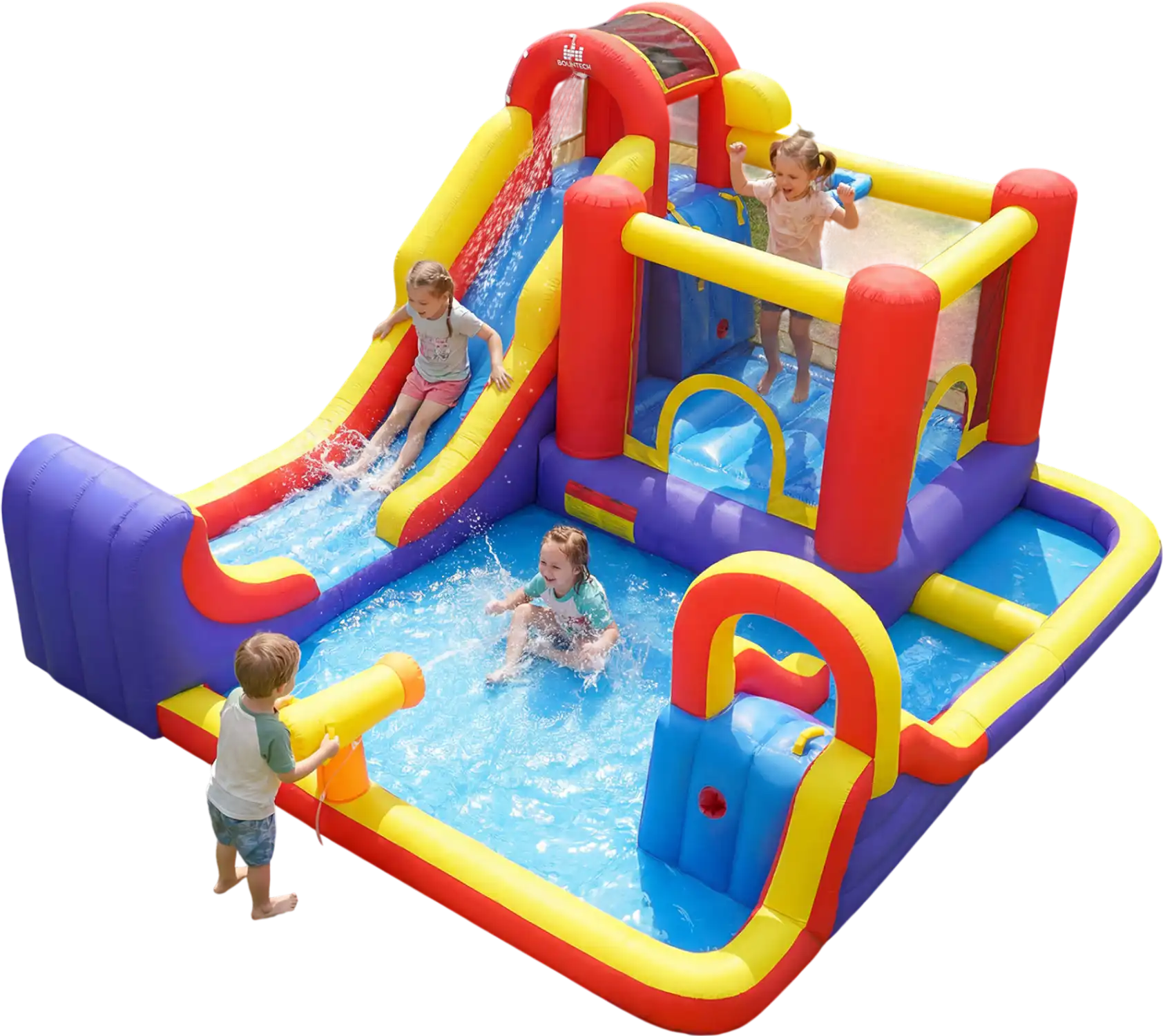 Costway 7-in-1 Outdoor Inflatable Bounce House Water Slide Splash Pool w/ 750W Blower 78426931 New