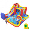 Colorful 7 in 1 outdoor inflatable bounce house with water slides, splash pools, and a 680W blower for endless fun.
