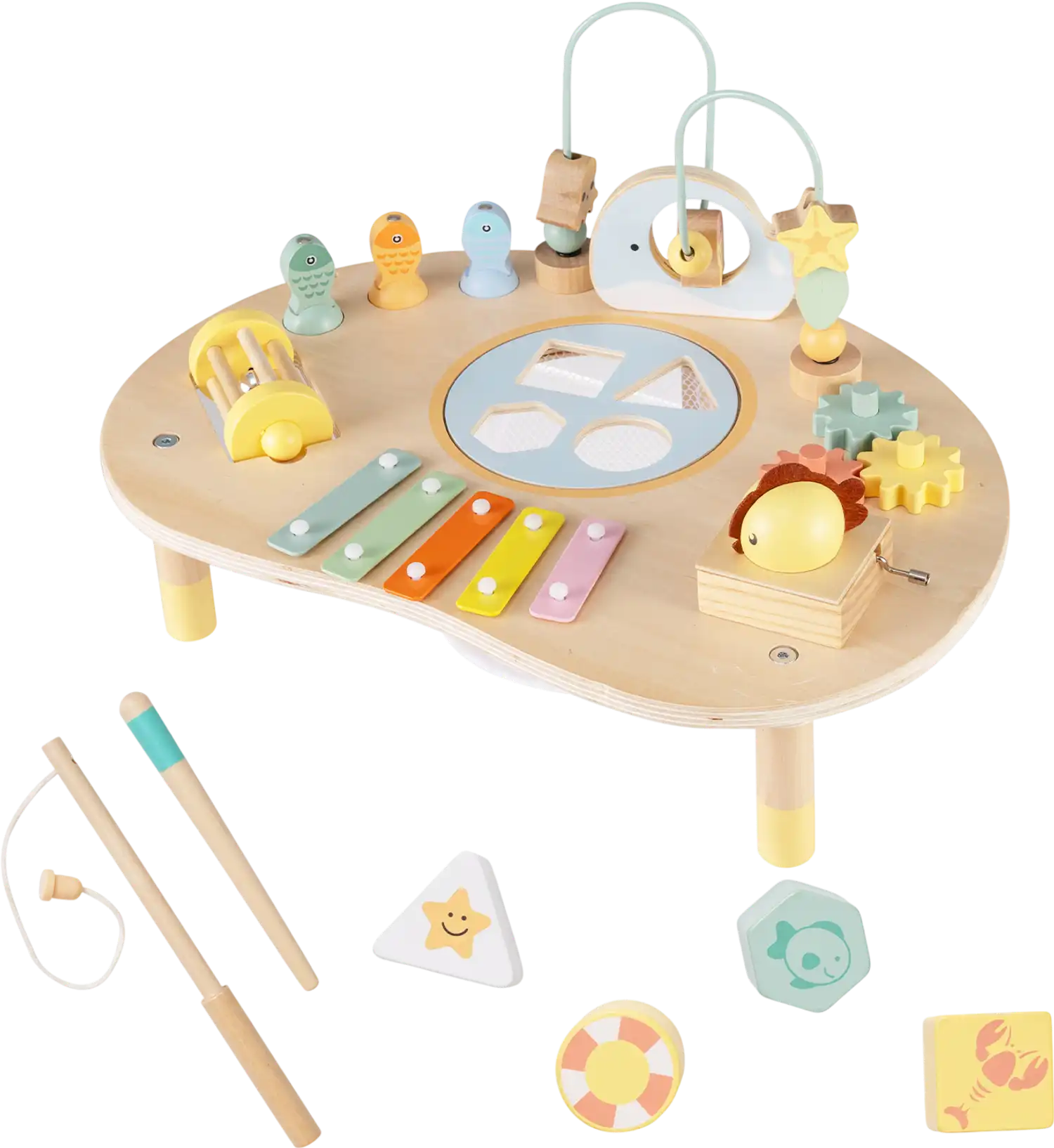 Costway 7-in-1 Toddler Montessori Sensory Musical Activity Table 72870494 New