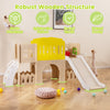 Multicolor 7-in-1 toddler slide set with climber, basketball hoop, and castle design for indoor and outdoor fun.