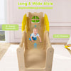 Toddler climbing aisle of the 7-in-1 slide set with raised guardrails and cute windows for safe play and fun.