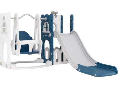 Costway 7-in-1 Toddler Swing & Slide Set L-Shaped w/ Ladder Basketball Hoop 10374885 New