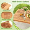 Detail shots of the 7-piece patio acacia wood dining set showcasing rounded corners and reinforced crossbars for.