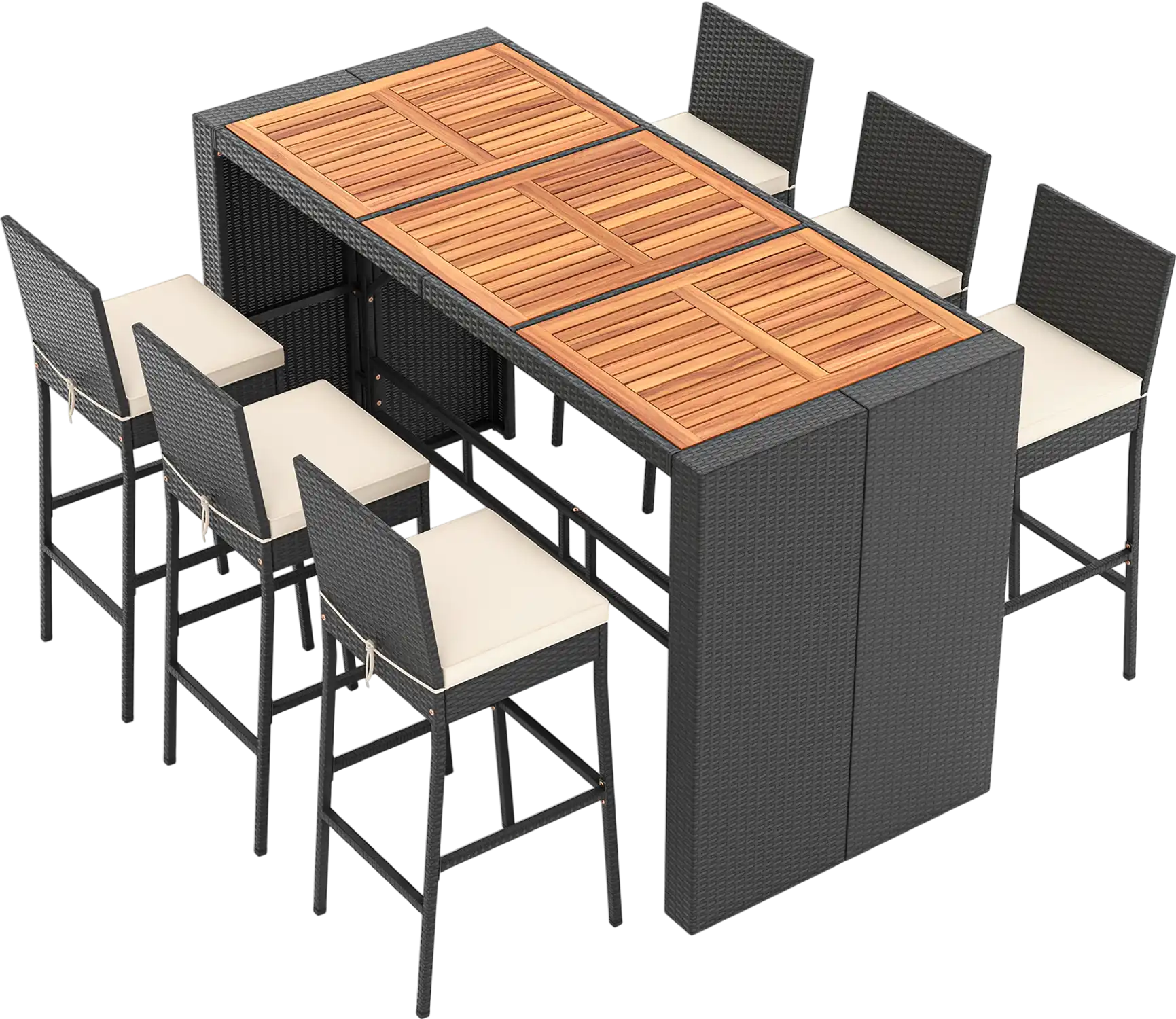 Costway 7-Pc Patio Rattan Bar Set w/ Seat Cushions Outdoor Porch Yard Garden 41298635 New