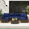 7 Pieces Patio Rattan Furniture Set with Sectional Sofa Cushions-Navy - Gallery View 1 of 11