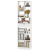 7-tier white bookshelf with drawer, featuring open cubes for storage and anti-tipping safety, ideal for home decor.