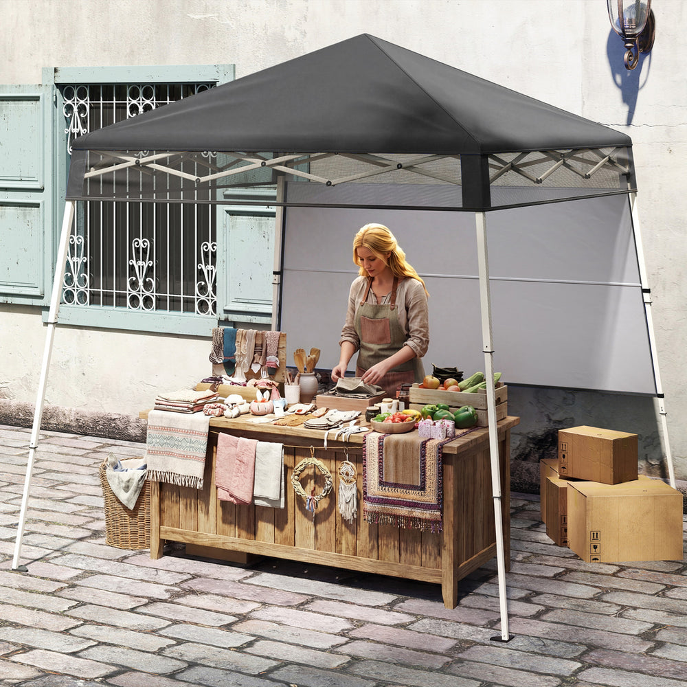 7 x 7 FT Pop-Up Canopy Tent with 1 Push Center Lock for Sports Picnic Camping-Gray - Gallery View 1 of 10