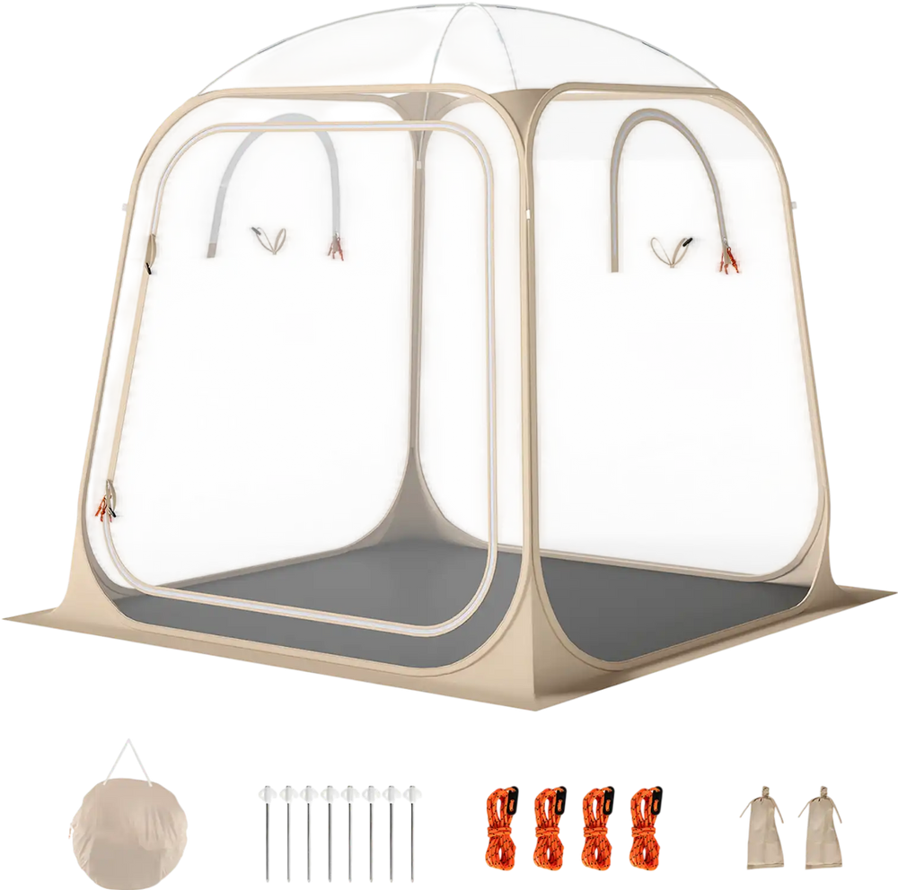 7 x 7 FT Pop Up Sports Tent Clear Bubble Tent All-Weather Waterproof Pod with Sealed Floor