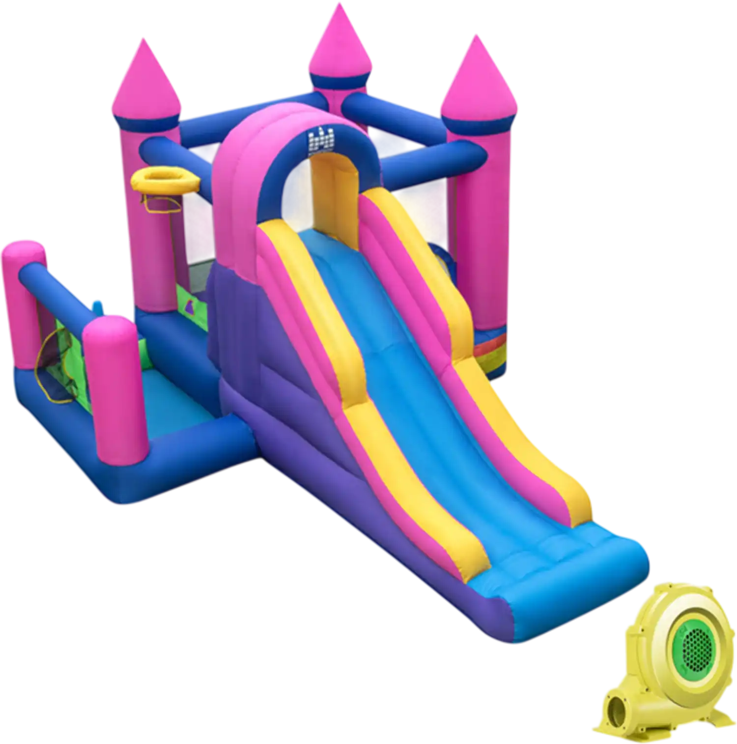 Costway 7-in-1 Kids Inflatable Bounce House Long Slide 735W Blower 35746218 New