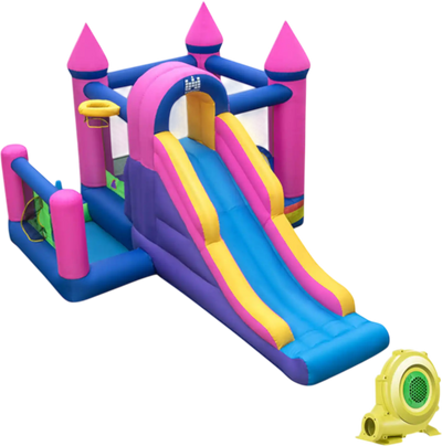 Costway 7-in-1 Kids Inflatable Bounce House Long Slide 735W Blower 35746218 New