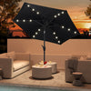 7.5 Feet Solar Powered Patio Umbrella with LED Lights and Crank Handle-Black - Gallery View 1 of 10