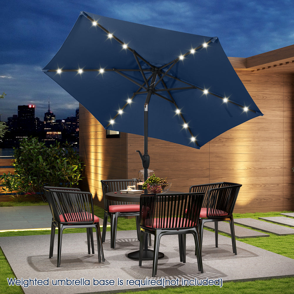 7.5 Feet Solar Powered Patio Umbrella with LED Lights and Crank Handle-Navy - Gallery View 1 of 10