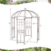 Birdcage shape garden arbor, 8.4 x 7 feet, vintage bronze metal frame, ideal for climbing plants and outdoor decor.