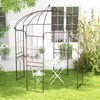 Birdcage shape garden arbor in vintage bronze, featuring a sturdy metal frame and space for outdoor dining and plants.