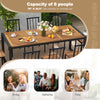 79-inch acacia wood patio table with umbrella hole, seating 8 for dining, gatherings, and parties in outdoor spaces.